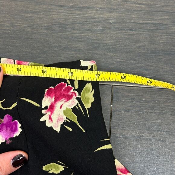 Vtg 90s Maxi Skirt XL Black Floral Straight Line Slit Cottage Granny Teacher Y2K - Picture 7 of 10